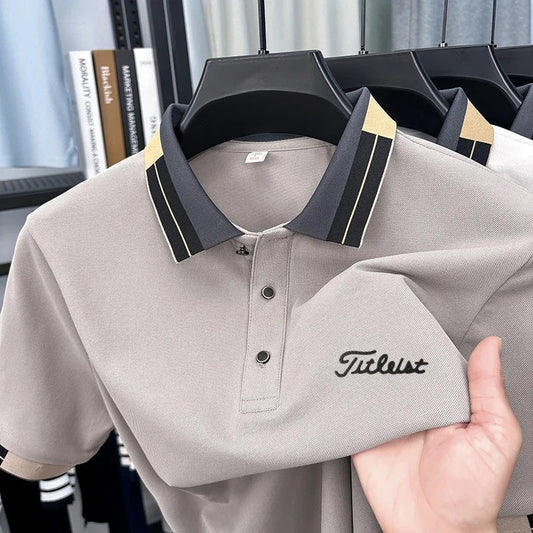 Brand Design Men's Lapel Short Sleeve Polo Shirt Summer New Arrival Letter Print T-Shirt Casual Business Fashion Men's Clothing
