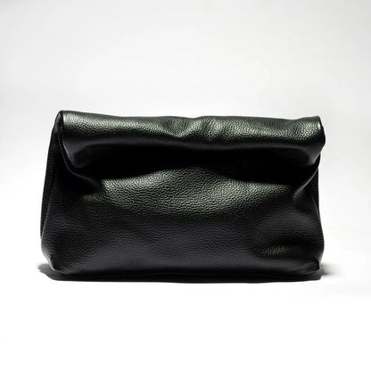100% genuine leather Cowhide Handbag High Quality Leather Women's Foldable Designer Handbag Simple Magnet Handle Bags