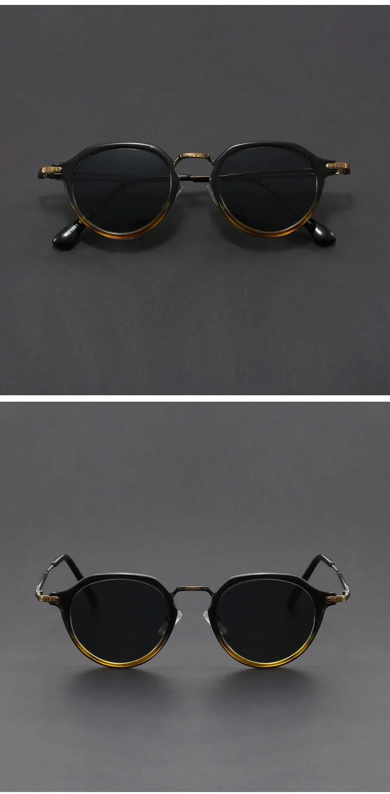 Retro Geometric Round Frame Simple Design UV Protection Men Women Polarized Sunglasses Customizable Prescription 1061