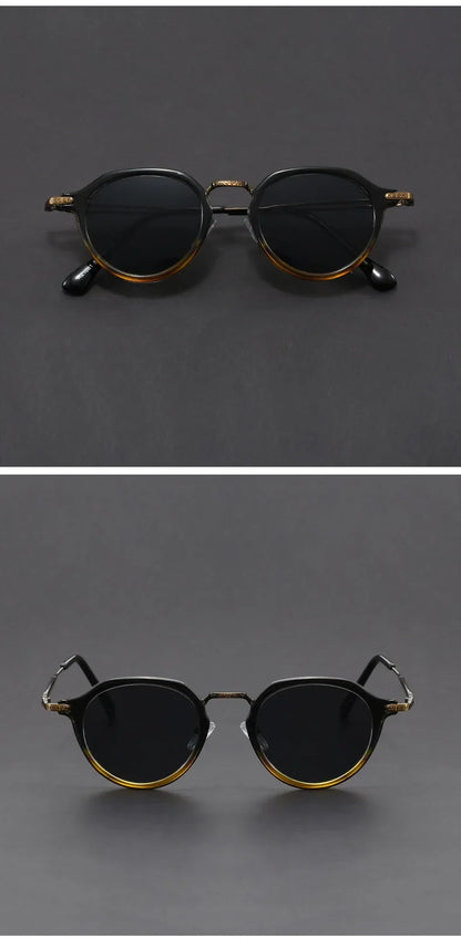 Retro Geometric Round Frame Simple Design UV Protection Men Women Polarized Sunglasses Customizable Prescription 1061