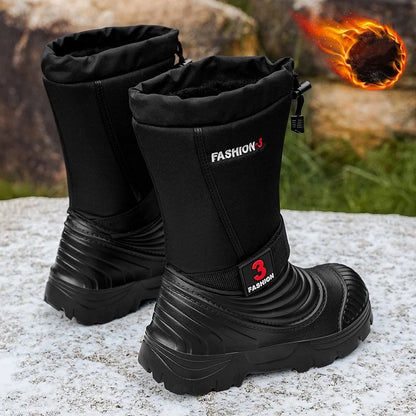 Men's New Snow Boots for Autumn and Winter, Fleece-Lined and Thickened, Cold-Proof, Outdoor Warm, Waterproof, Anti-Skiing, Hiking Boots