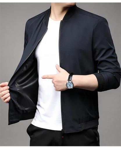 Men's High-Quality Fashion Spring Baseball Collar Business Casual Jacket Handsome Youth Coat Dad Jacket M-5XL