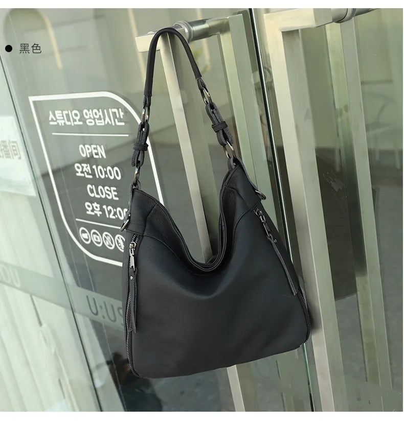 High Quality Women's Real Cow Leather Luxury Handbag, Versatile Ladies' Large Capacity Shoulder Crossbody High-end Commuting Bag