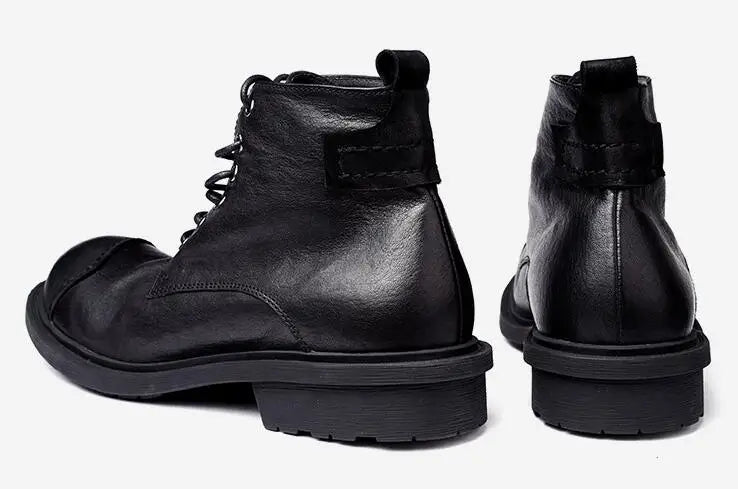 Spring Autumn New British Style Retro Genuine Cow Leather Men Ankle Short Motorcycle Boots Winter Plush Vintage Luxury Shoes 304