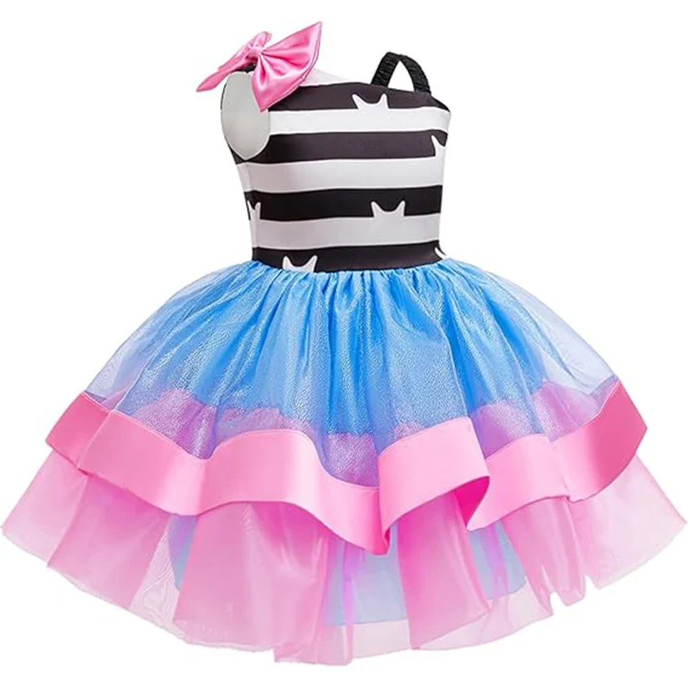 2026 Summer New Kids Girls Puffy Princess Dress Cat Striped Tutu Dress Children Birthday Party Cosplay Costume