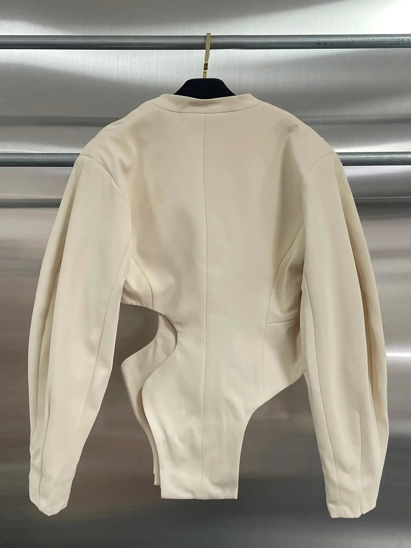 Chic Elegant & Hot Girl Style Apricot Blazer, Unique Asymmetrical Design with Cutout Detailing, Fashionable Suit Jacket