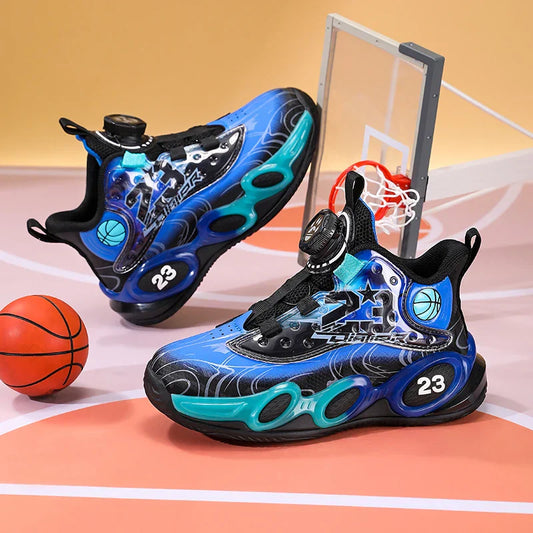 Children‘s Basketball Shoes Non-slip Breathable Basketball Sports Training Shoes Boys Girls Sneaker Outdoor Lace-up Running Shoe