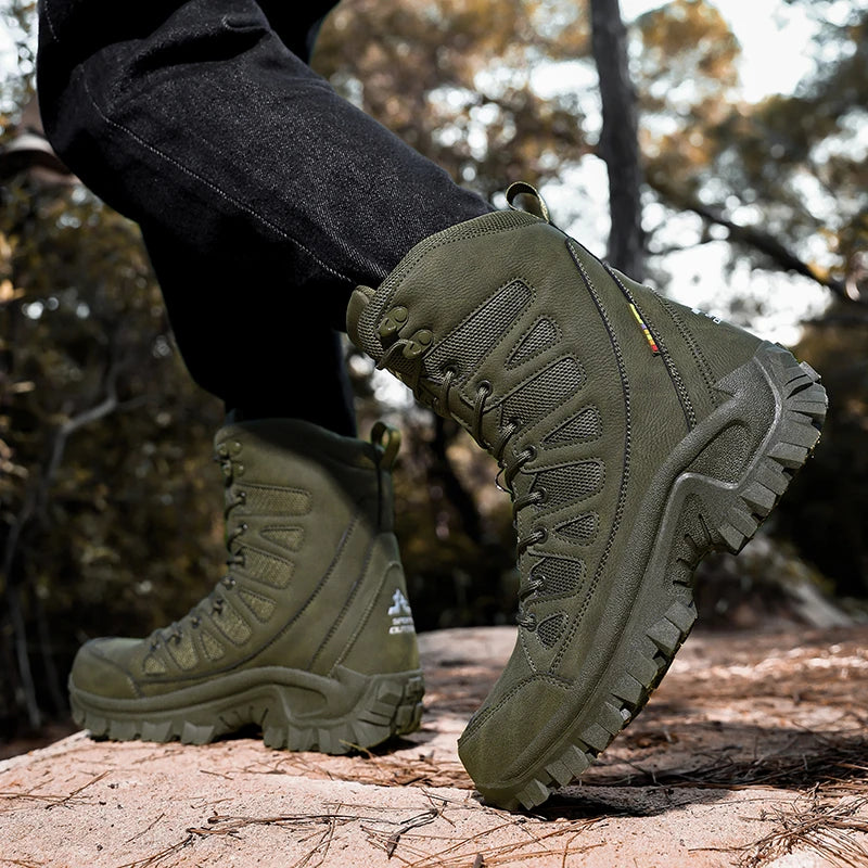 Summer Fashion Men Boots Outdoor Leather Boots Breathable Combat Boots Plus Size 46 Desert Boots Walk Shoes Autumn