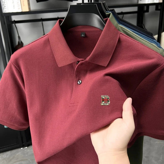 High end brand 100% cotton short sleeve polo shirt men's summer new soft breathable lapel T-shirt fashion letter embossed top