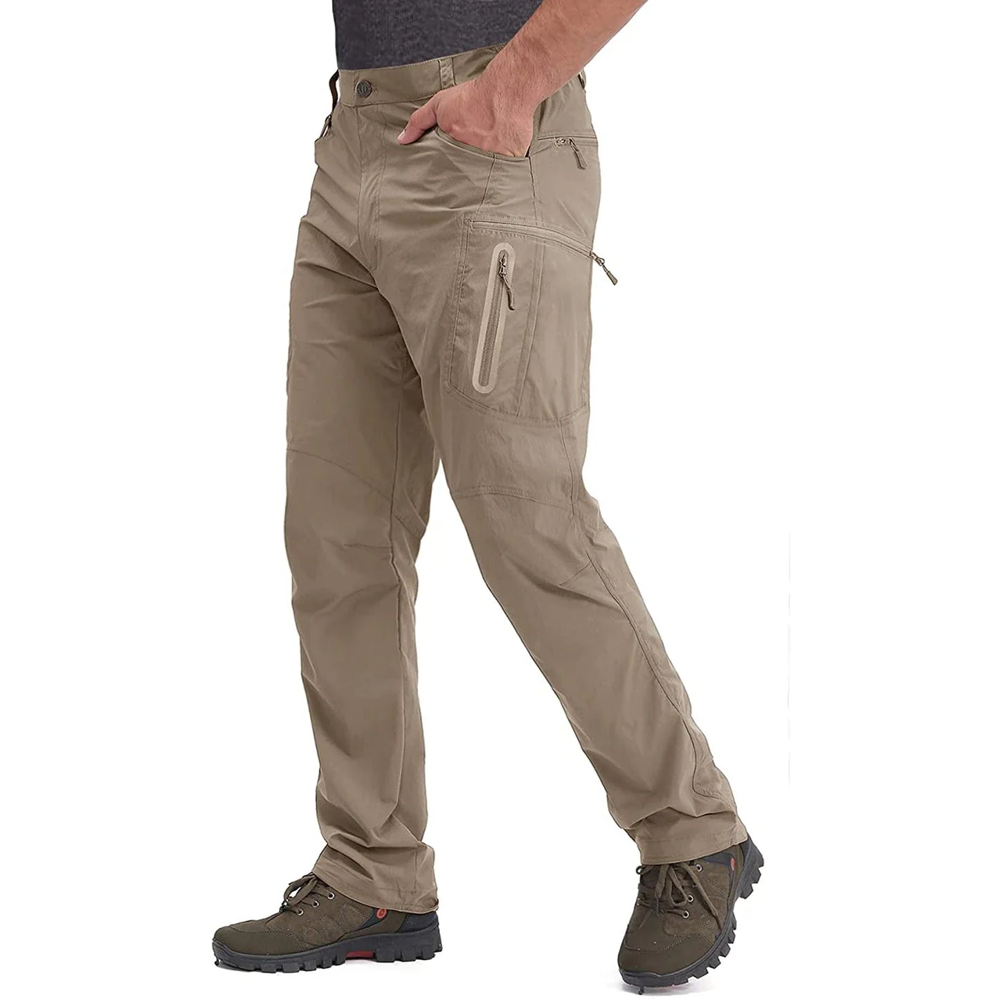 Summer Lightweight Trousers Mens Fishing Pants Outdoor Hiking Nylon Quick Dry Pockets Cargo Pants Casual Work Trousers
