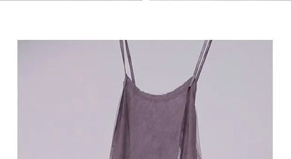 Slimming Effect Purple Mesh Ankle-Length Dress Women's plus Size Strapless Gown Korean Style High Waist A-Line Skirt