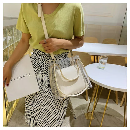 Fashion Transparent Women Shoulder Bag Jelly Candy Summer Beach Handbag for Female Messenger Bags Bolsa Totes Bucket Bag