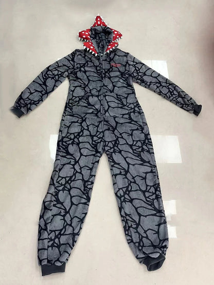 Adult Kids Cannibal Flower Demogorgon Onesie Cosplay Costume Boys Girls Winter Thicken Flannel Fabric Pajamas Halloween Suit