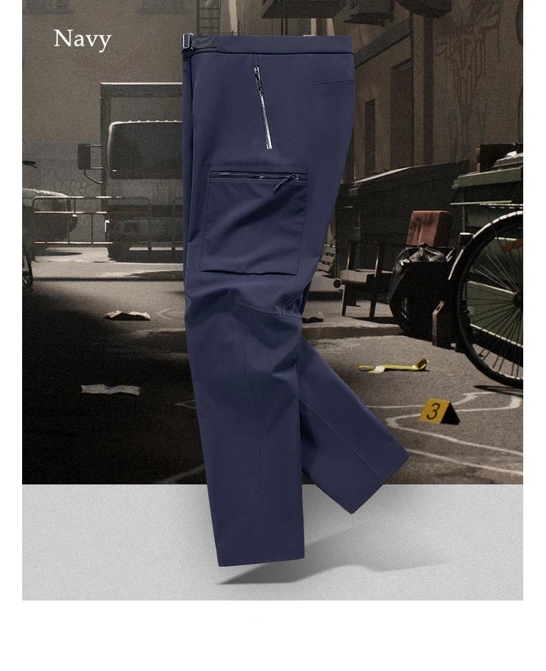 Autumn Hiking Pant Men Waterproof Soft Shell Pant High Elastic Outdoor Cycling Fishing Trousers Multi Pocket Windproof Trousers
