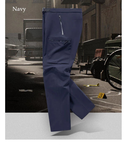 Autumn Hiking Pant Men Waterproof Soft Shell Pant High Elastic Outdoor Cycling Fishing Trousers Multi Pocket Windproof Trousers