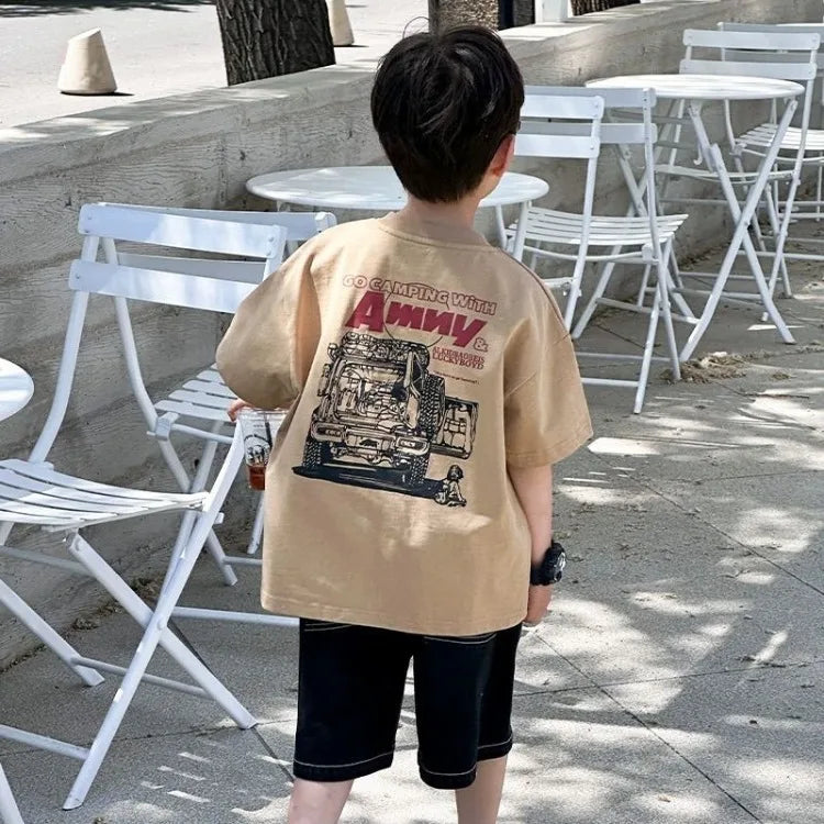 Boys' Casual Short Sleeve T-Shirt 100% Cotton Summer Kids' Clothing Toddler Boys Bestseller