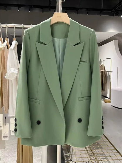 New Women Elegant Straight Suit Jacket Casual Office Lady Blazer High-end Clothes Spring Autumn Cardigan Jacket Female Outerwear