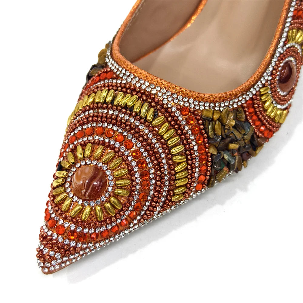 Elegant Italian Design Women's Party Shoes With Matching Handbag - Perfect for Hot African Weddings Stylish Heels and Bag Set