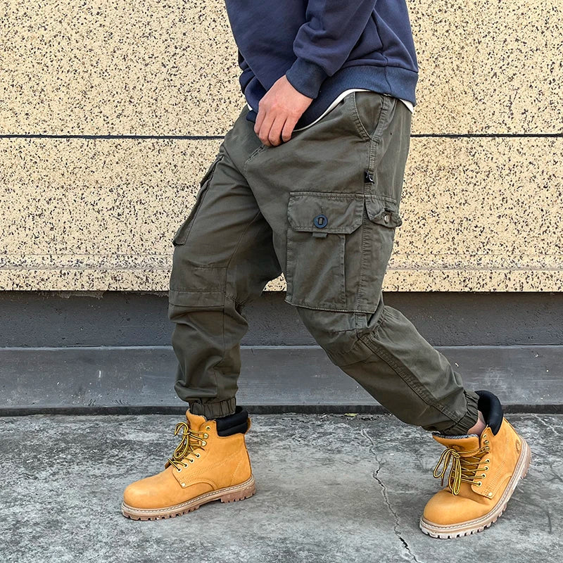 Korean Streetwear Tactical Cargo Pants Japanese Harajuku Casual Plus Size Harem Joggers Men Clothing Multi-Pocket Trousers Male