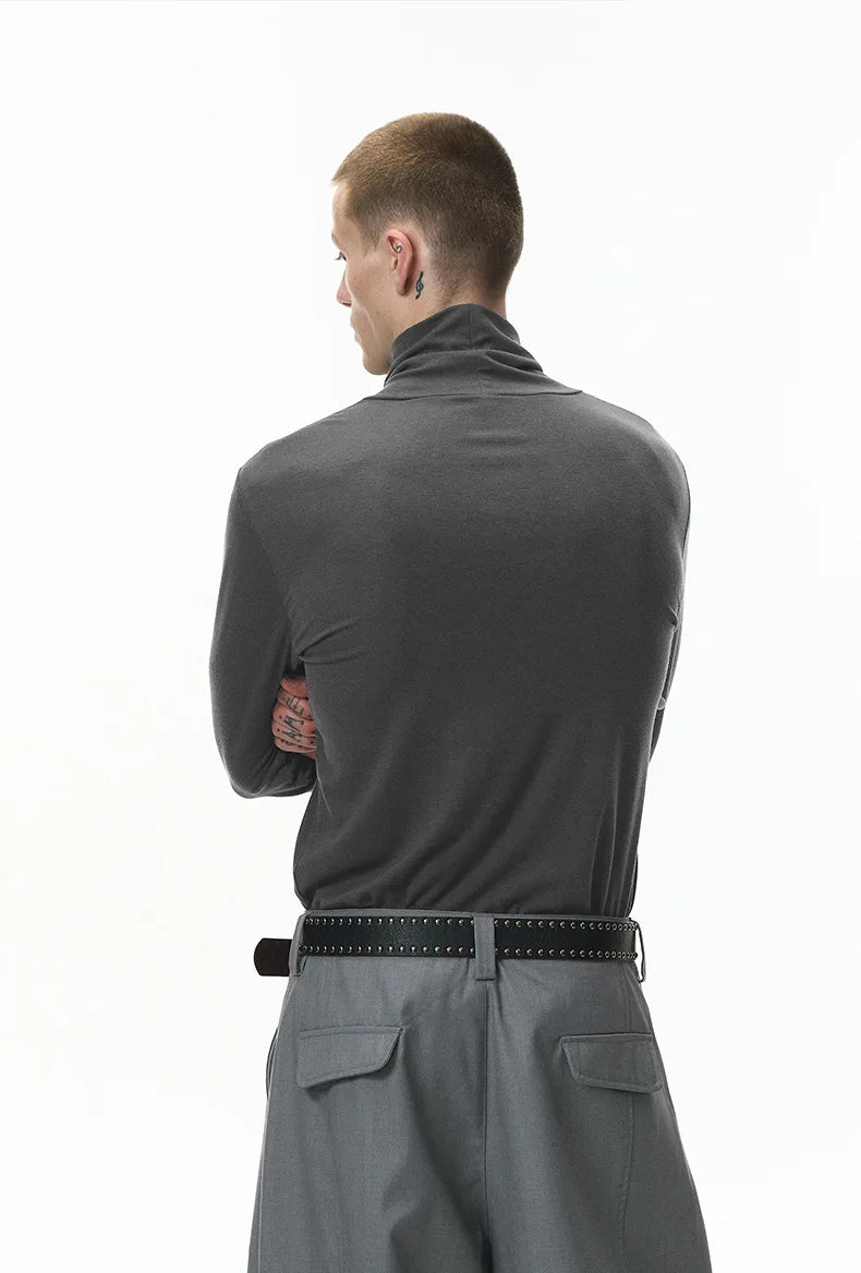 Autumn New Arrival Slim Fit Long-Sleeved Wool Turtleneck Base Layer T-Shirt High-quality Men's Slim-fit Undershirt-190g