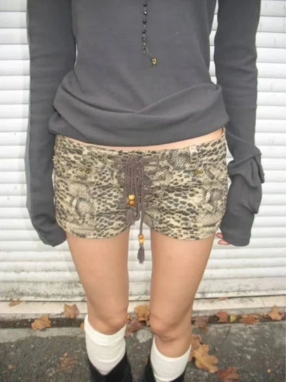 Y2k Streetwear Harajuku E-girl Summer Women 2000s Grunge Kpop Japanese Gyaru Low Rise Jean Shorts Slim Denim Hot Pants Trashy