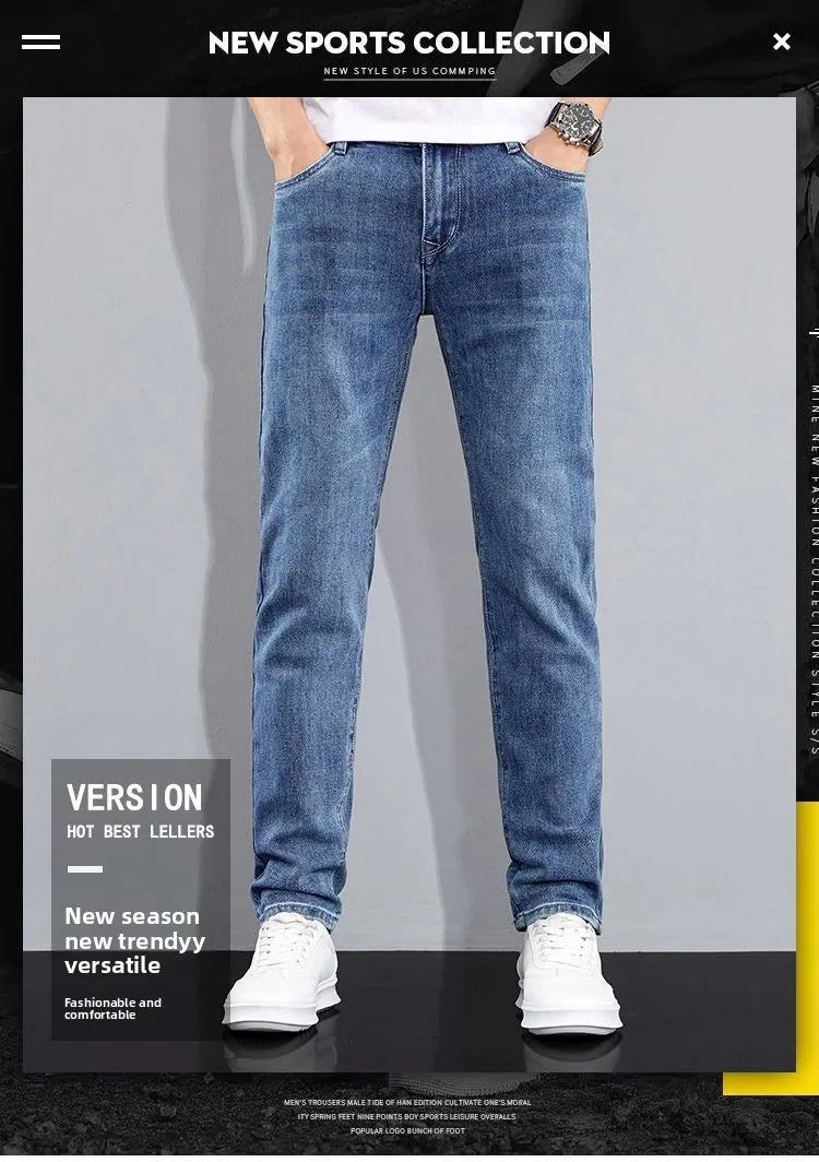 Autumn Winter New Men's Micro Elastic Straight Leg Denim Pants with Shape Skin Friendly Business Men's Pants in Multiple Sizes