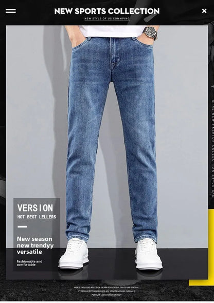 Autumn Winter New Men's Micro Elastic Straight Leg Denim Pants with Shape Skin Friendly Business Men's Pants in Multiple Sizes