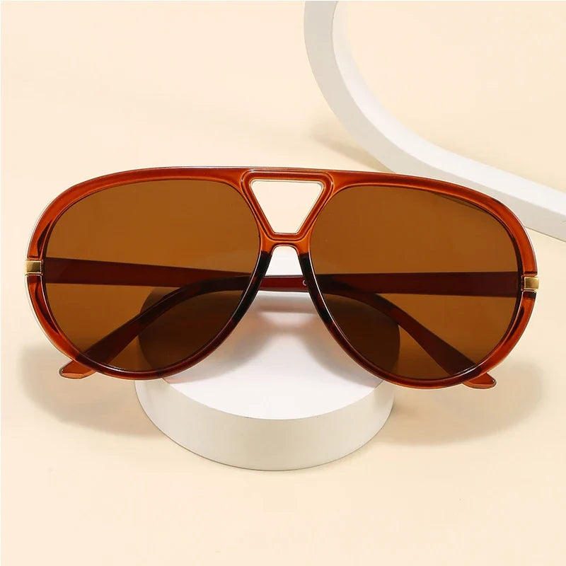 Cycling Trendy Women Square Twin Bridge Pilot Sunglasses New Luxury Designer Shades Outdoor Driving Travel Female Sun Glasses