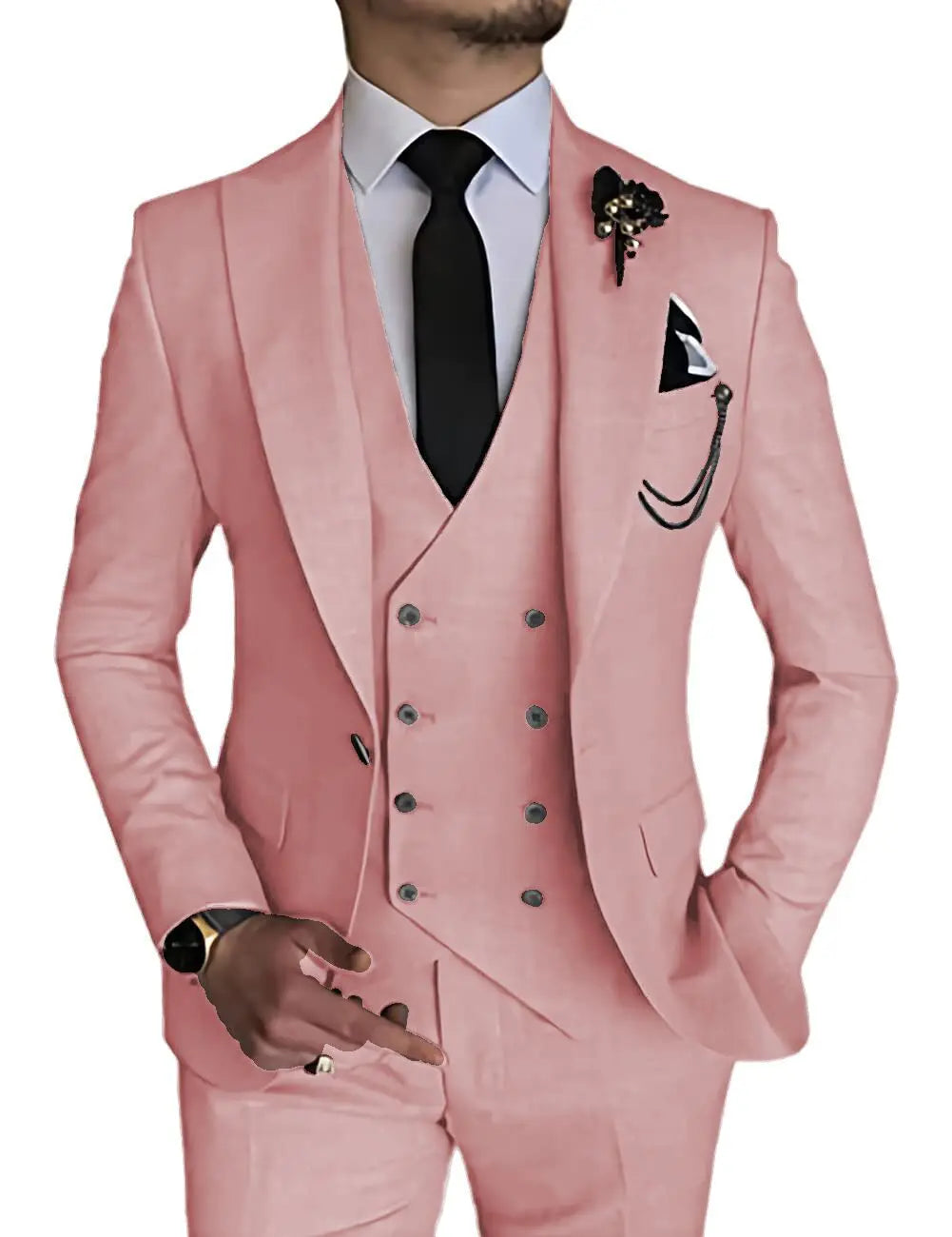 Dark Blue Slim Fit 3 Piece Wedding Suits for Men Best Man Groom Tuxedos Smart Casual Prom Party Business Costume Homme Male Set