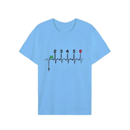 Men Brand T-shirts Motorcycle Gear Shift 1n23456 Heartbeat Ekg Pulse Print T Shirt Men Teeshirt Tshirt Short Sleeve T Shirts Men