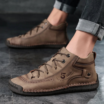 New Large-Sized 100% Cowhide Men's Boots Fashionable Casual Thick-Soled Breathable Men's Leather Shoes Outdoor Sports Chelsea