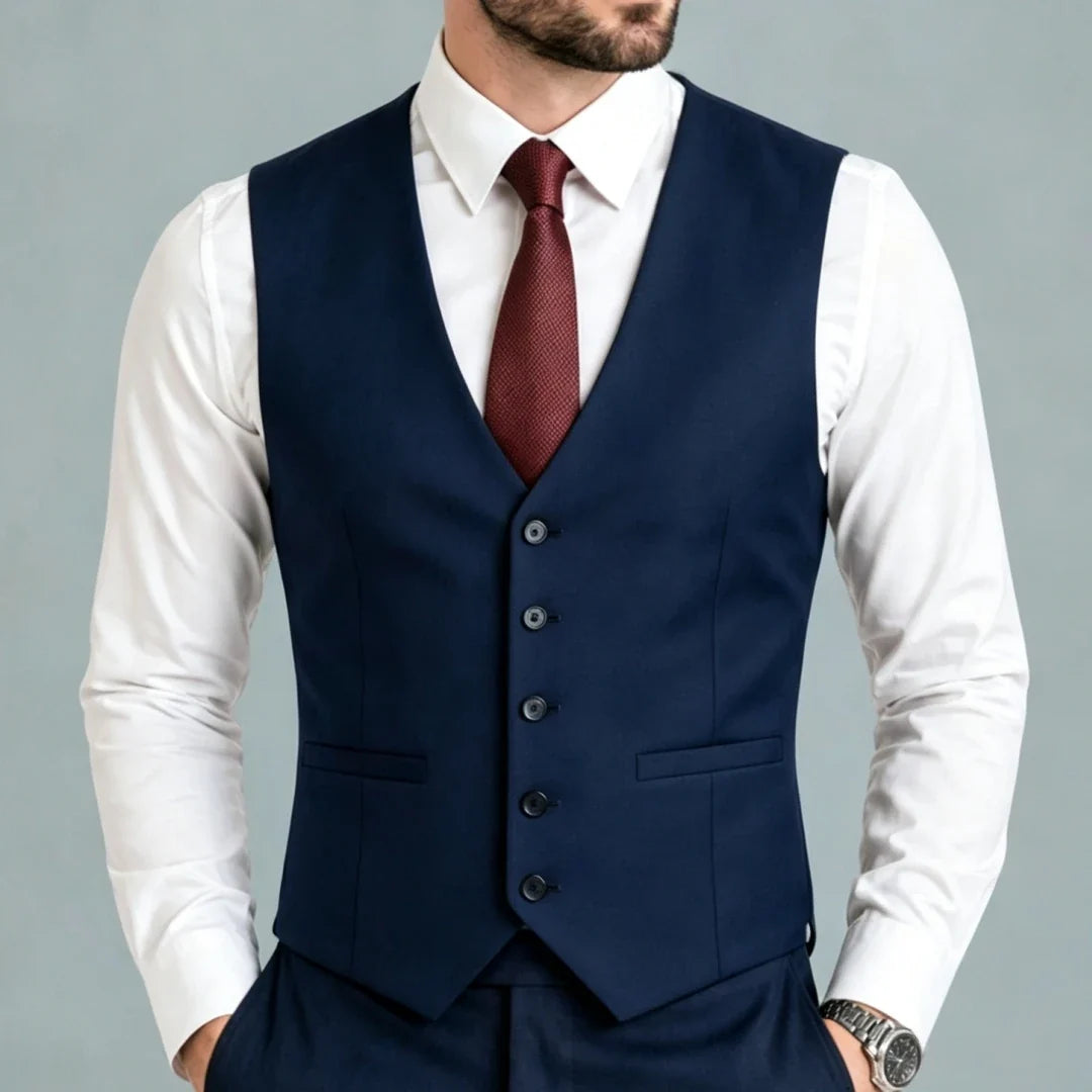 Men Vest Black Solid Single Breasted V Neck Waistcoat For Wedding Groom Banquet Party Business Work Casual Daily Men Suit Vest