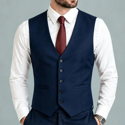 Men Vest Black Solid Single Breasted V Neck Waistcoat For Wedding Groom Banquet Party Business Work Casual Daily Men Suit Vest