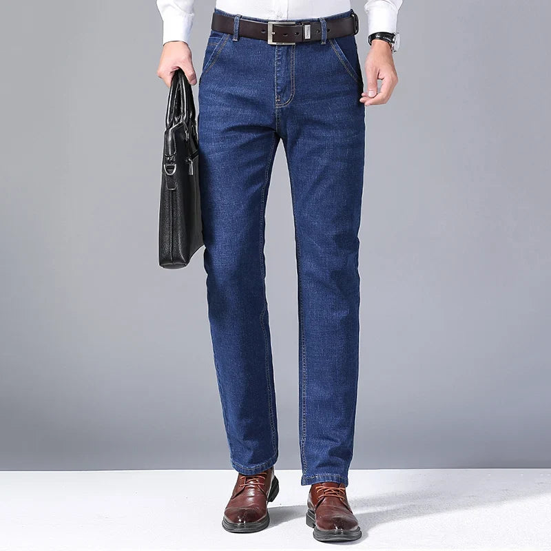 2024 Fashion Men Stretch Loose Straight Jeans Casual Elastic Slim Fit Denim Pants Male Brand Business Trousers Large size 38 40