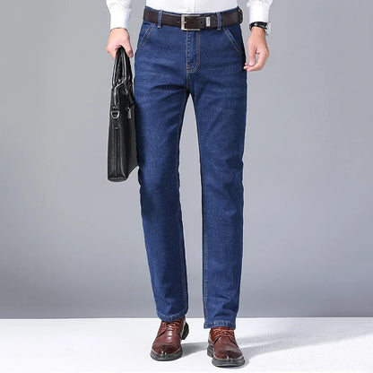 2024 Fashion Men Stretch Loose Straight Jeans Casual Elastic Slim Fit Denim Pants Male Brand Business Trousers Large size 38 40