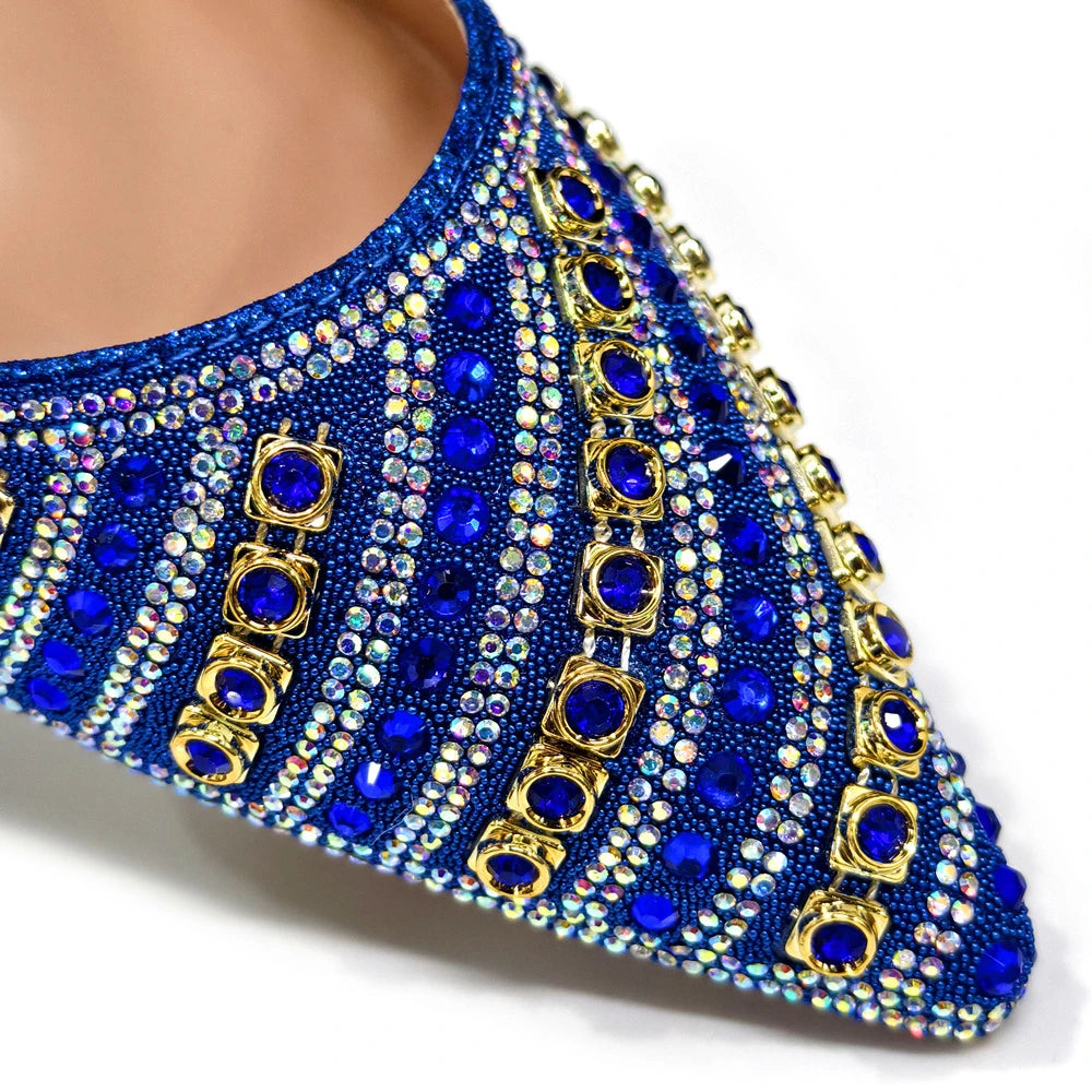 2025 Elegant Multicolor Color Women's  Heels and Rhinestone Handbag Set - Italian Design for Weddings and Parties