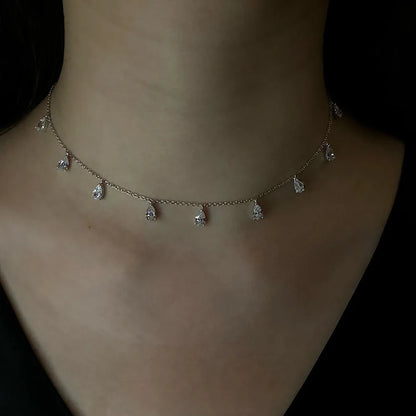 0.5carat Pear Cut Moissanite Diamond Drop Necklaces for Women 925 Sterling Silver Bridal Neckchain Fine Jewelry with Certificate