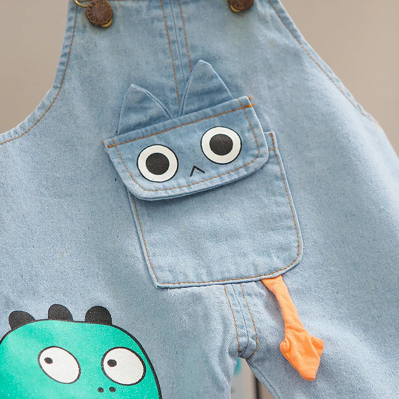 Summer Baby Boys Clothes Suit Toddler Kids Jumpsuit Boys Suspender Denim Shorts&Tshirt 2 pcs Sets Children Clothes Elastic Jeans