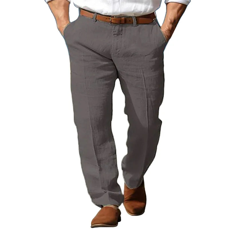 Men's Formal Linen Summer Pants Straight Tube Solid Color Comfortable Breathable Formal Business Fashion Basic Style