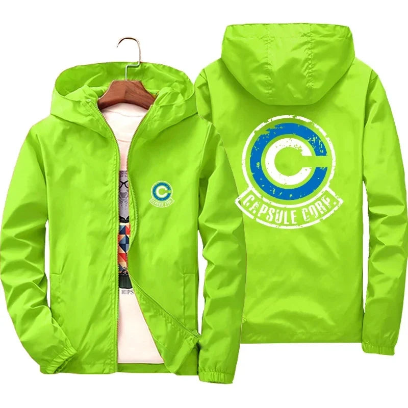 Capsule Corp Cool Dynocaps Anime Gym Men's Hooded Sports Shirt Men's Spring and Autumn Hooded Fishing Outdoor Sports Jacket