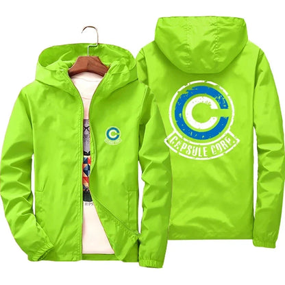 Capsule Corp Cool Dynocaps Anime Gym Men's Hooded Sports Shirt Men's Spring and Autumn Hooded Fishing Outdoor Sports Jacket
