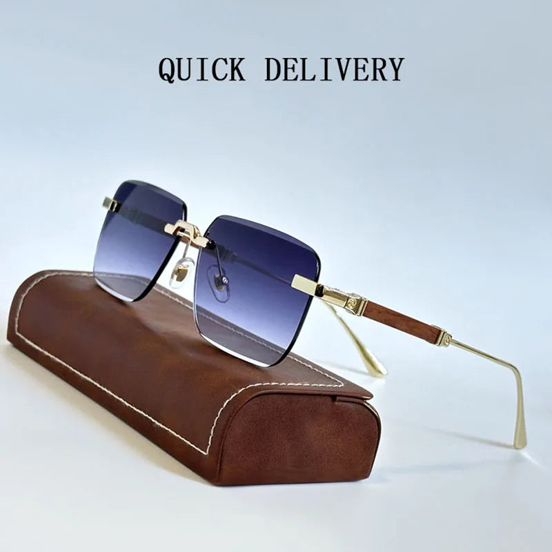 Fashion Rimless Sunglasses For Men Designer Square Sunglasses Women 2024 Trendy Retro Gafas De Sol Hombre Lunette Soleil Femme