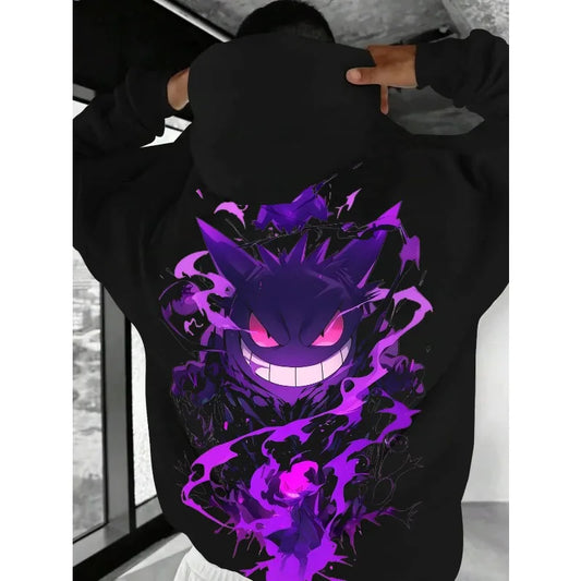 Pokémon Gengar Joint 2025autumn Winter Men Hoodie Loose Street Graffiti Animation Printing Casual Trendy Cool Hooded Sweater