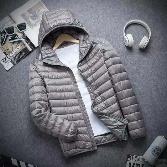 0-10℃ Men's Winter Jacket Ultra Light Duck Down Jackets Portable Hooded Puffer Feather Thin Parkas Windproof Outerwear Coat 5XL