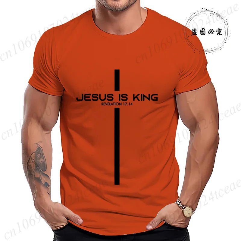 T Shirt for Men Jesus Is King Print Graphic T Shirts Unisex Harajuku Fashion Casual Street Short Sleeve Tee Jesus Is King Tops