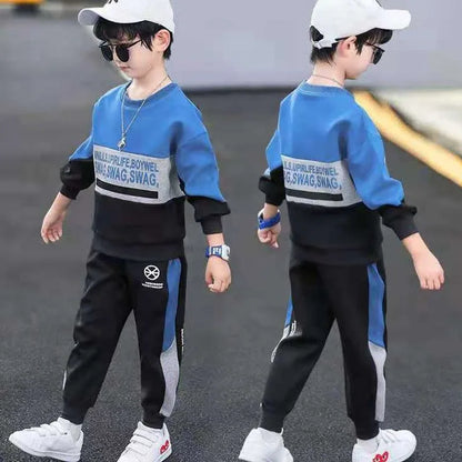 Colorblock Sweatshirt Set Children Clothes 7 To 11 Years Junior Boys' Autumn Winter Clothing Kids Suit Boy 4 8 10 Year Old Child