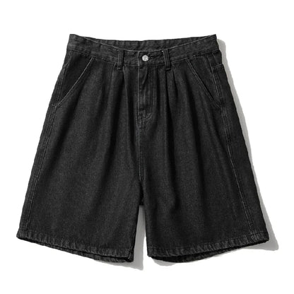 Wide Baggy Denim Shorts Men Summer Thin Solid Color Casual Loose Knee-length Pants Male Jeans Shorts Streetwear
