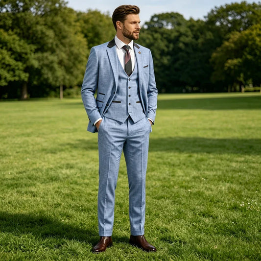 Men's Linen 3 Piece Suit Notch Lapel 2 Buttons Slim Fit Blazer Vest Pants Set Breathable Lightweight For Groom Business Casual