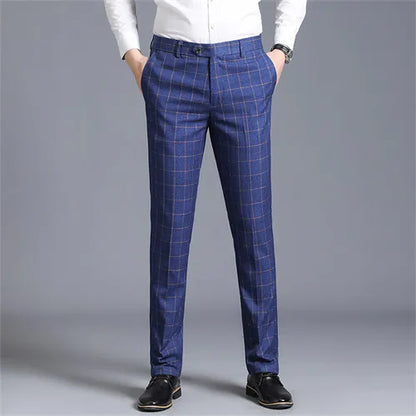 Autumn New Men's Suit Pants, Asian Sizes Office Trousers, Available in Blue, Red, Gray, and Black.
