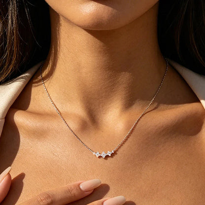 Flowers All Moissanite Necklace Gradient Smile Pendant for Women Girls Birthday Gift Couple Jewelry S925 Sterling Silver